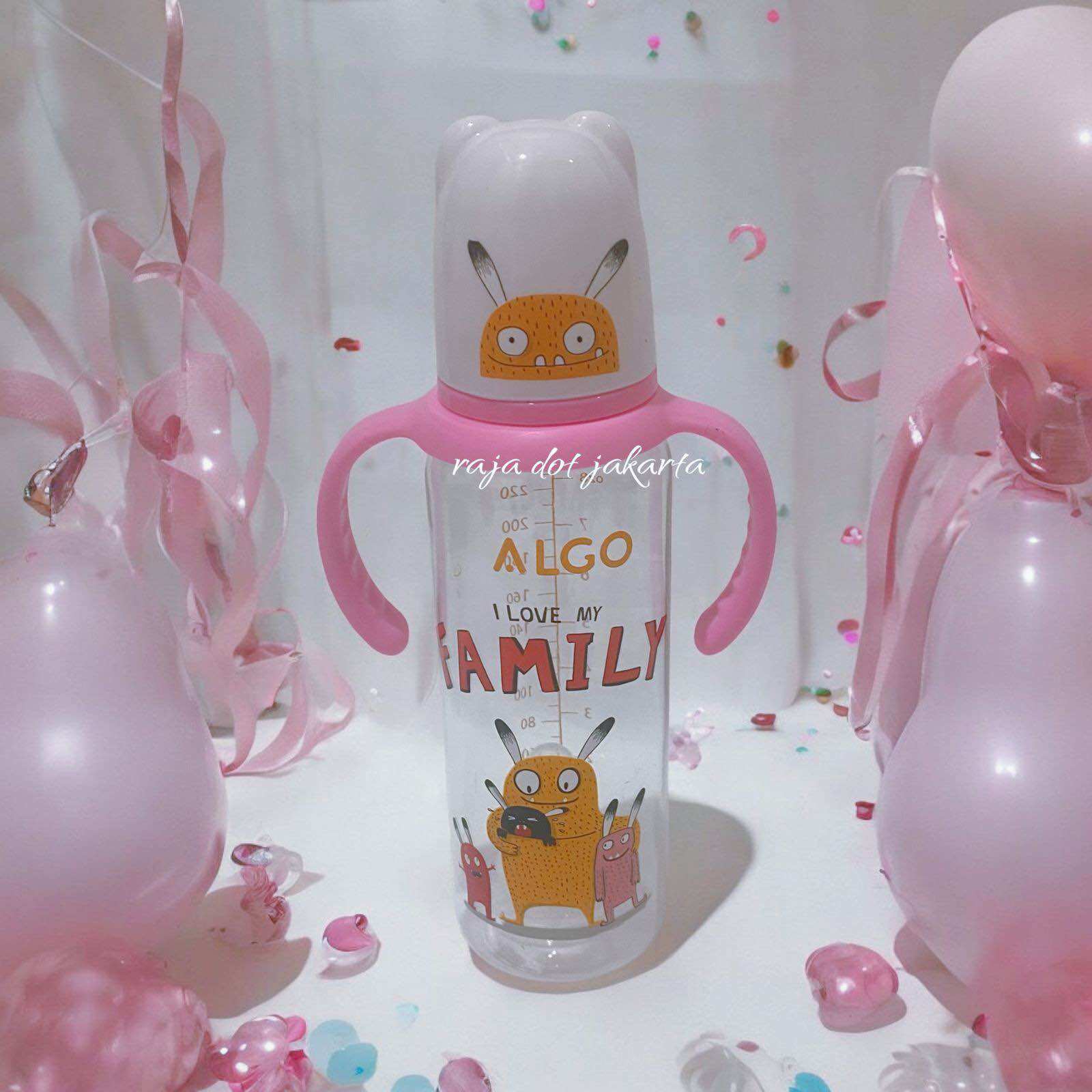 Botol bayi 240ml dengan handle dan motif lucu tahan panas bpa free.