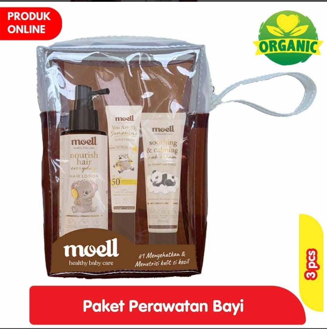 Paket Perawatan Anak Moell Suncreen Sooting &calming Rub cream Hair Lotion (harga promo)