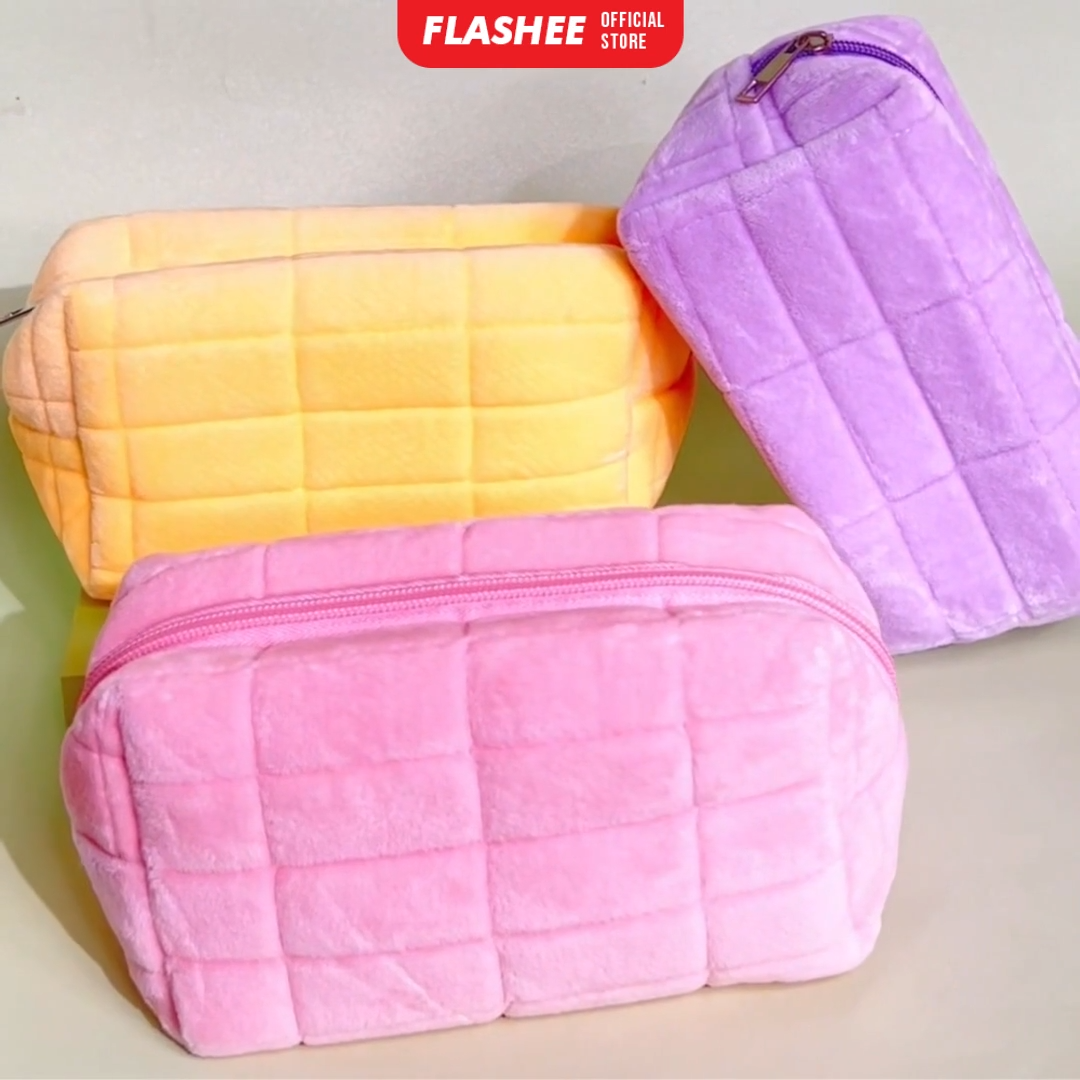 Flashee Tempat Pensil Bulu Soft Kotak Pencil Case Simple Cosmetic Bag Tas  Kosmetik Pouch Makeup | Lazada Indonesia