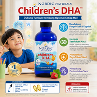 Nordic Naturals Childrens DHA Strawberry 530mg Fish Oil Anak 1+ Tahun | Omega 3 DHA EPA untuk Otak Mata & Imunitas Barcode Tembus