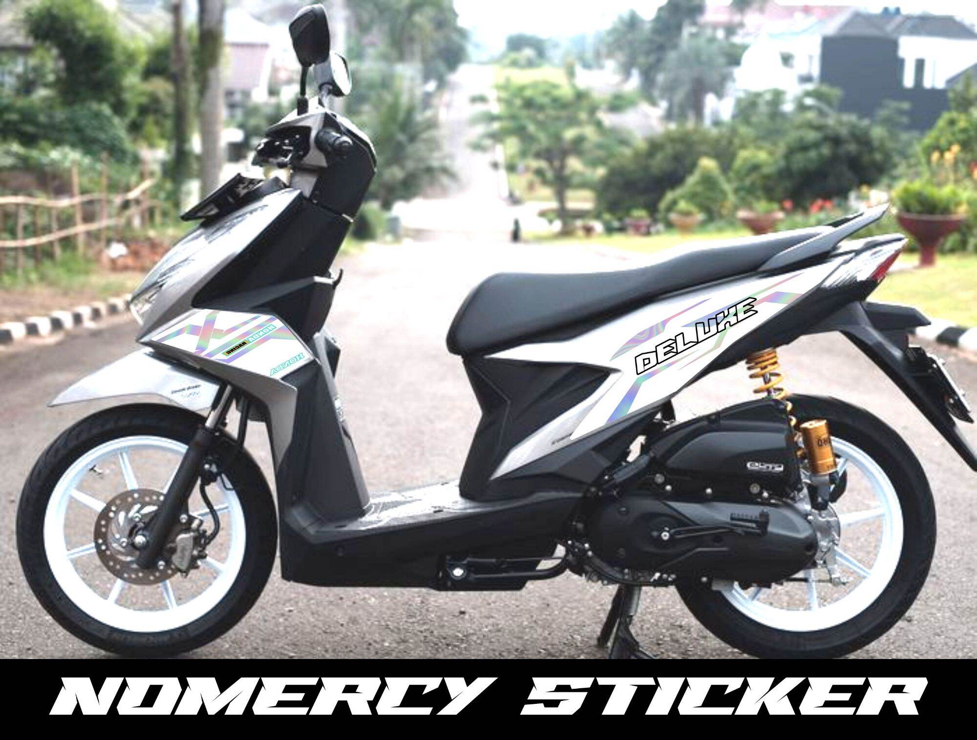 Sticker Striping Variasi Honda Beat Deluxe Warna Putih Lis Rainbow Lazada Indonesia