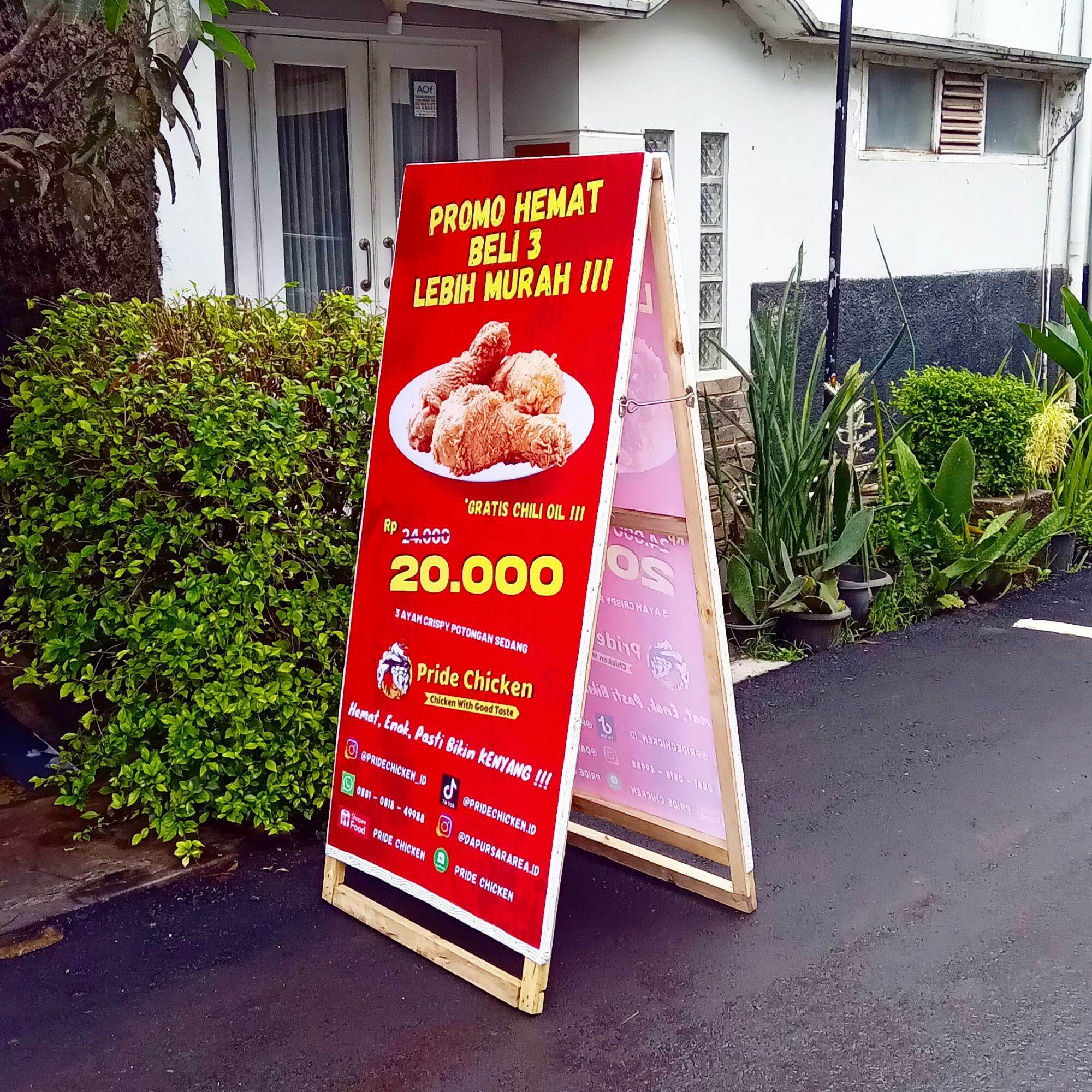 Standing Banner Kayu Ukuran 160x70 Cm Slot Banner 150x70 Cm Papan 