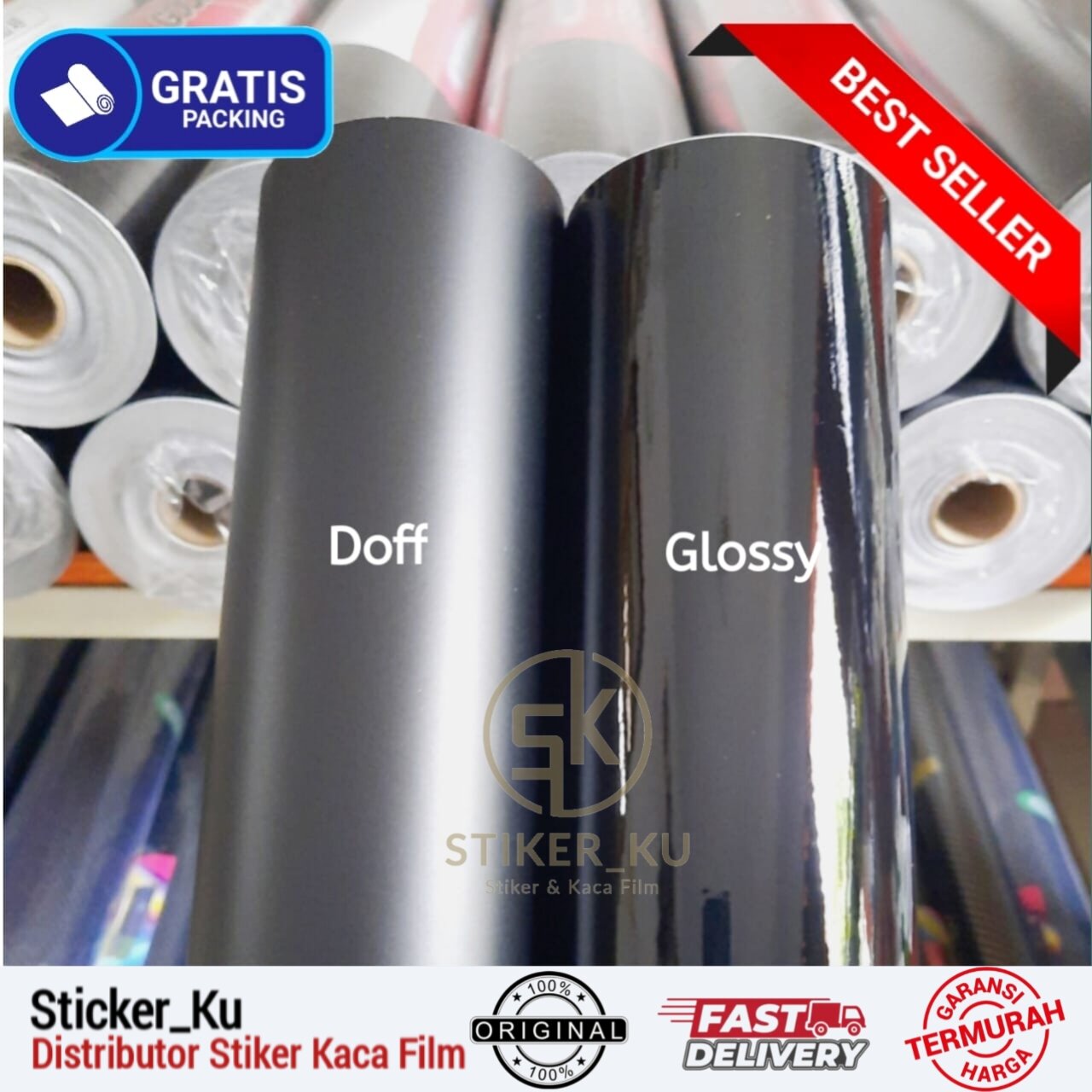 Sticker Scotlite Warna Hitam Lebar 45cm Harga 8,850 rupiah*Gratis Ongkir
