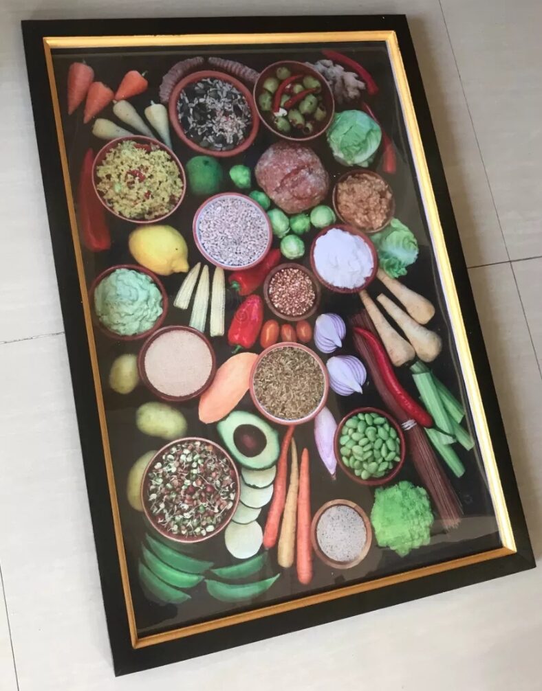 Hiasan dinding cetak gambar lukisan Bumbu dapur plus bingkai ukuran