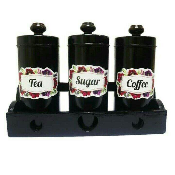 Tempat Gula Teh Kopi Set Unik Canister Sugar Coffee Tea Set 3 pcs