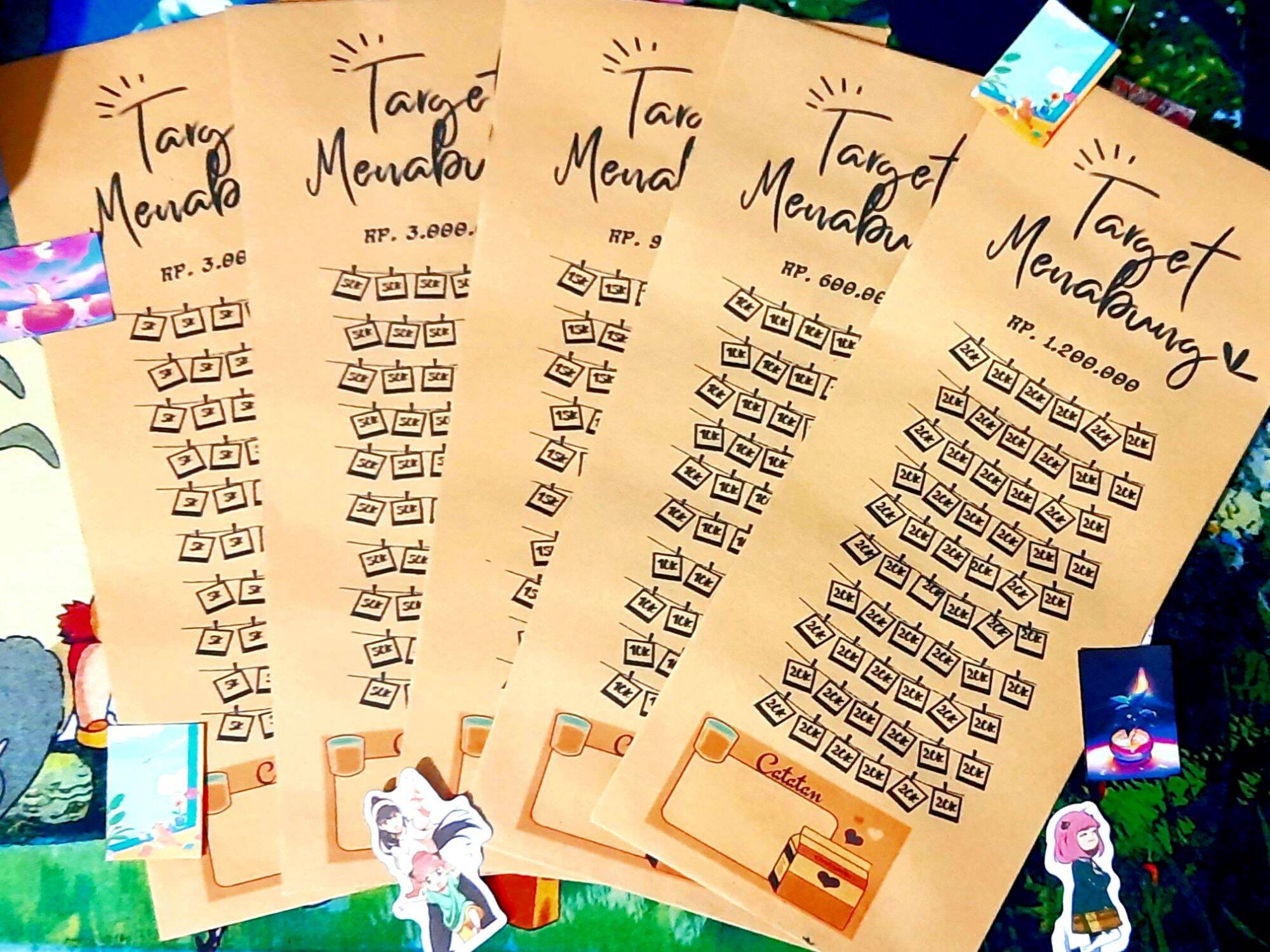 10pcs (PART3)Tantangan Menabung Nominal Amplop Target Menabung Saving Challenge Amplop Panjang