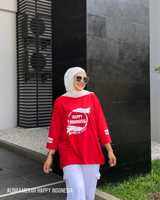 kaos aldira kemerdekaan 80 merah putih oversize lengan panjang terbaru / kaos agustusan / kaos kemerdekaan oversize / kaos merdeka atasan wanita
