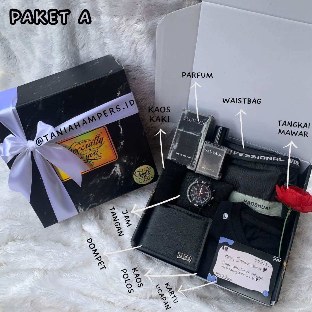 Paket A Komplit Kado hadiah box Hampers Cowok Pria Hadiah Ulang Tahun Wisuda Pacar Sahabat Keluarga