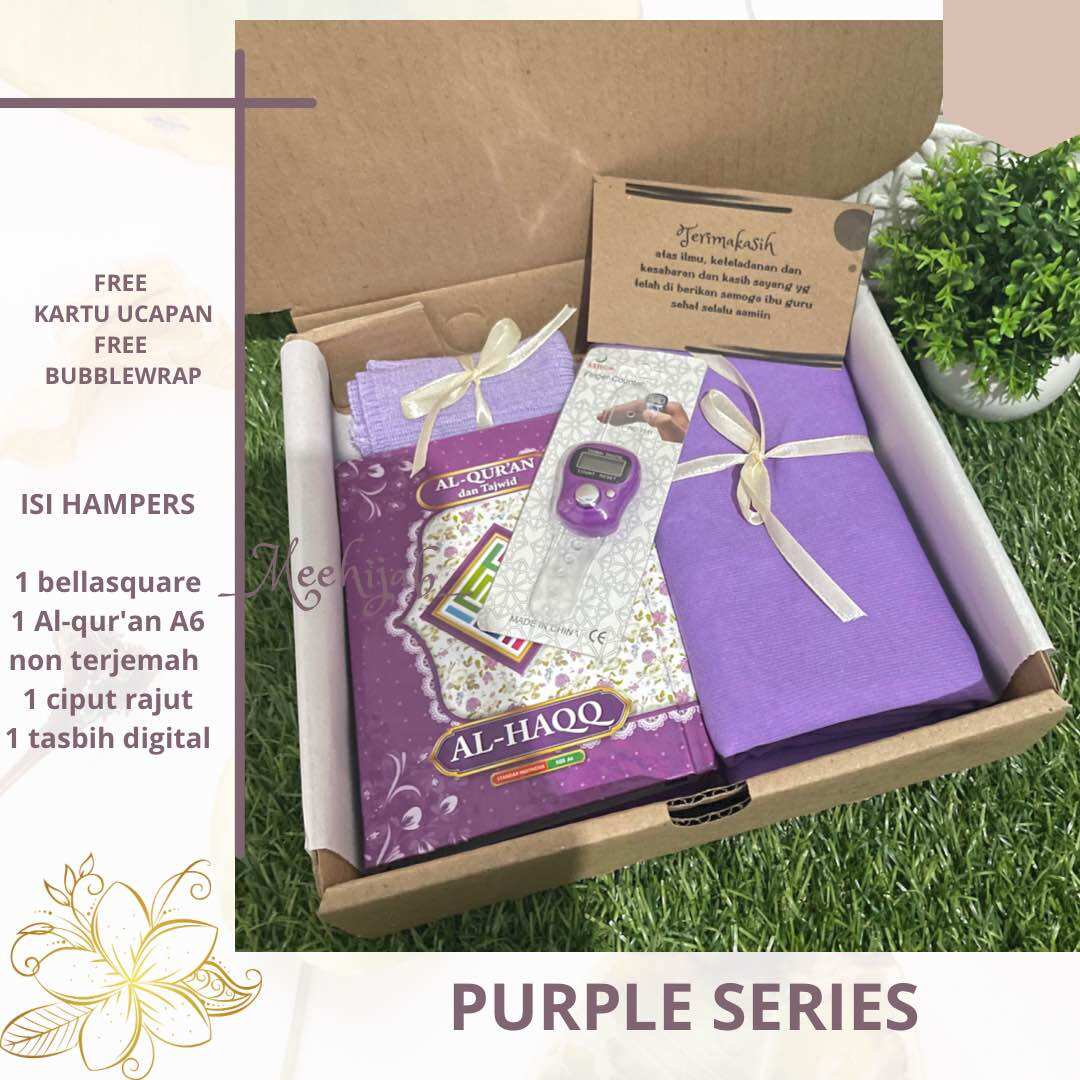 Hampers Jilbab Hijab Purple Series Alquran Kado Ultah Wisuda Pernikahan