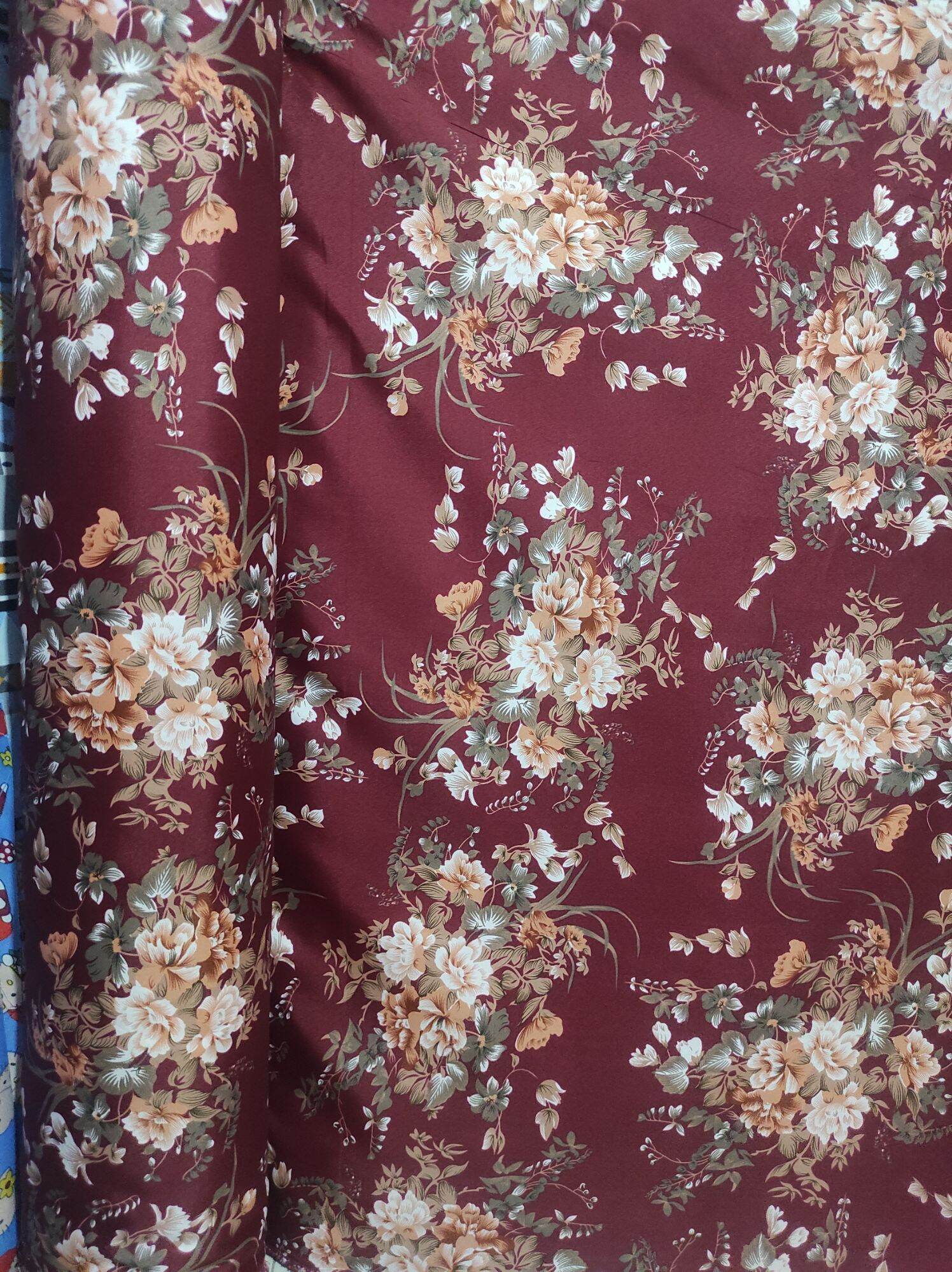 KAIN KATUN, POLIMICRO, MICROTEK, DISPERSE METERAN MOTIF BUNGA BEBAS