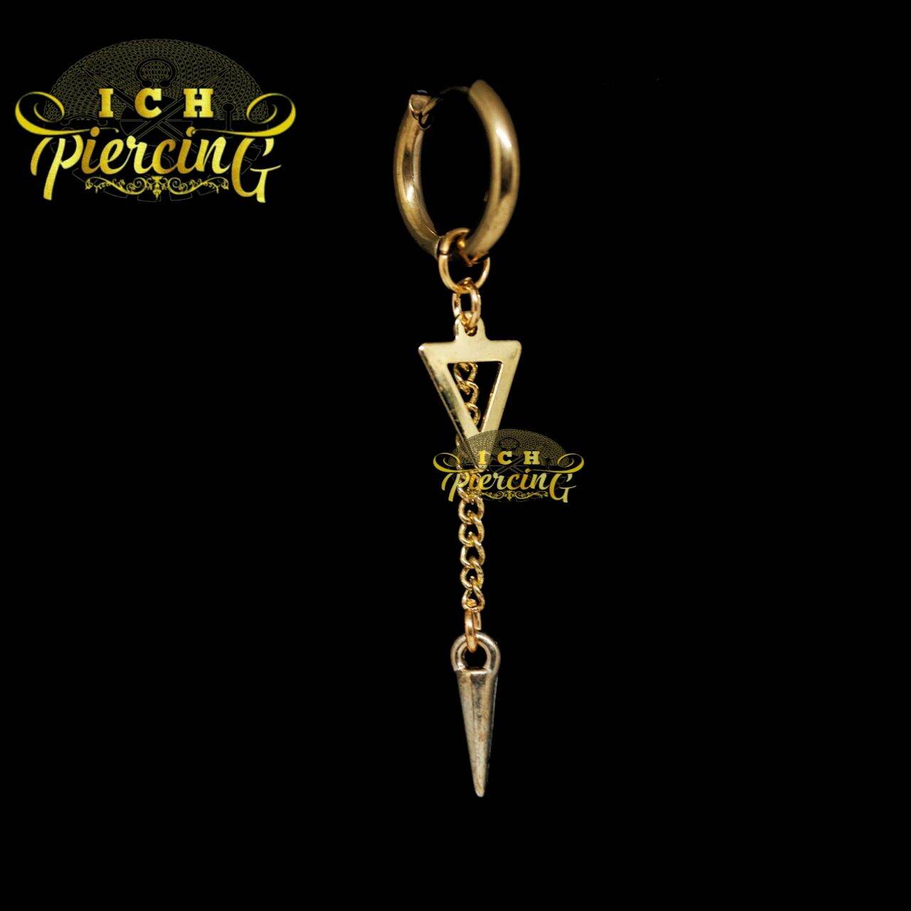 anting Hoop model segitiga rante bandul gold / anting tindik dan jepit