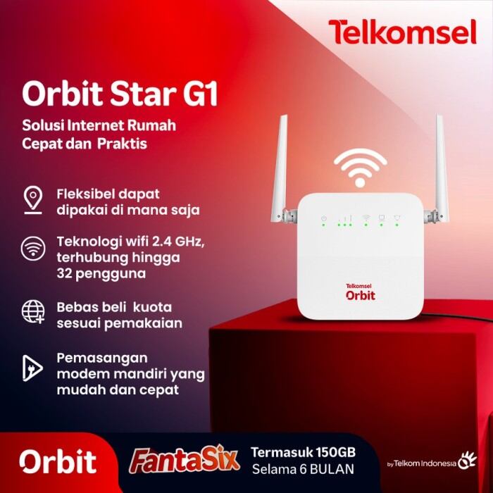 Telkomsel Orbit Star G1 Modem Wifi 4G High Speed Bonus Data 150gb Garansi Resmi Harga 419,000 rupiah*Gratis Ongkir