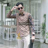 AJI VIRENDRA Kemeja Batik Pria Lengan Panjang Batik Prabuseno Solo Size Slimfit Bahan Katun Printing Lapis Furing Erro Premium