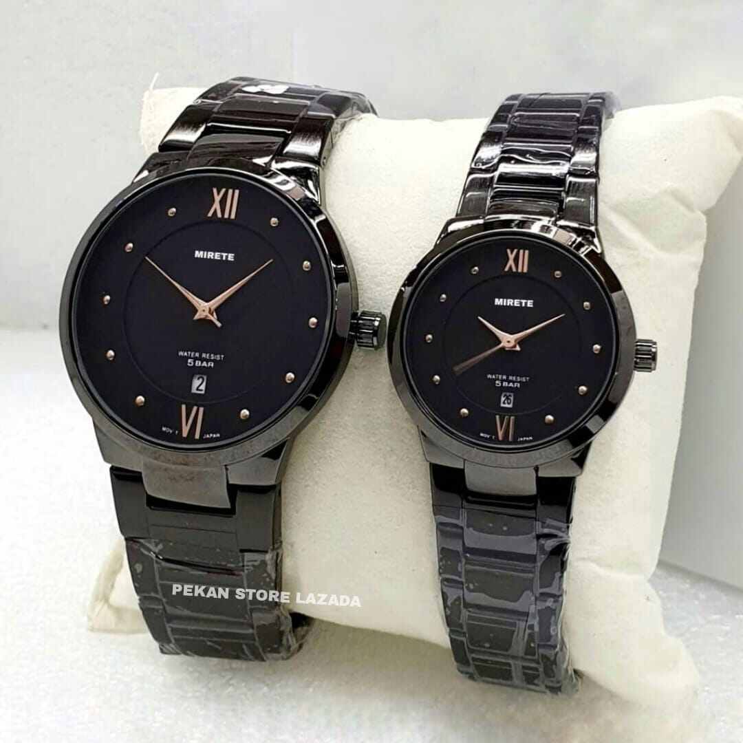 Jam Tangan Couple Mirete Original Tahan Air Tanggal Aktif FULL Stainless Steel 100% Original