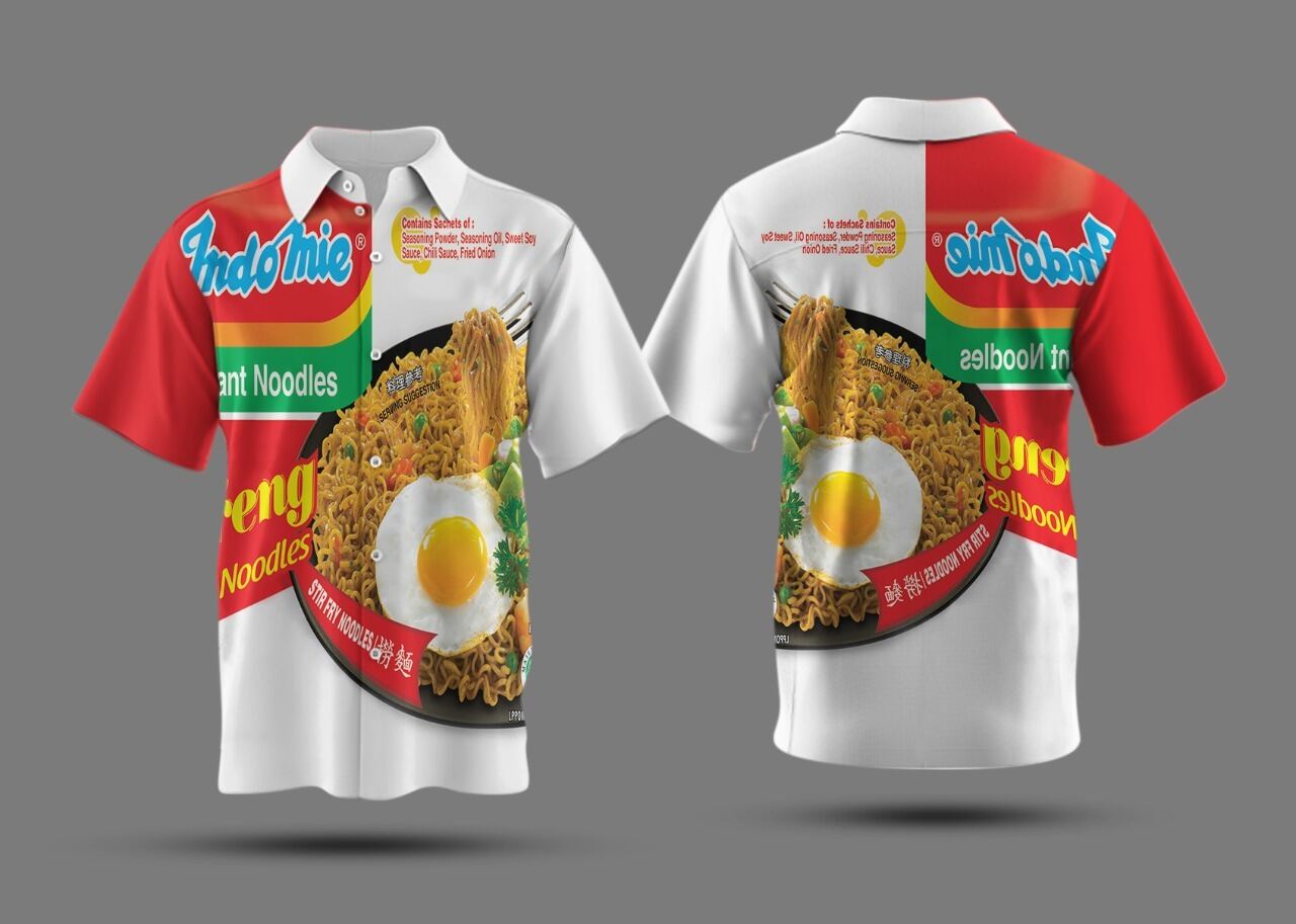 kemeja full print custom Indomie Lazada Indonesia