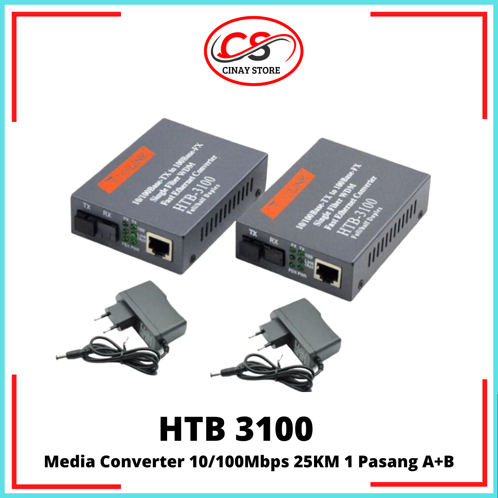 HTB 3100 A+B HTB3100 A+B 25KM Fiber Optic Media Converter 10/100Mbps ...