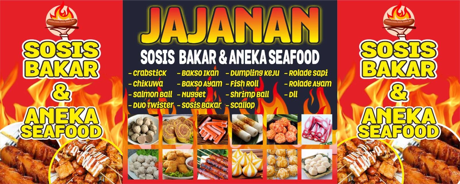 Spanduk Banner Sosis Bakar Dan Seafood 200x100 Cm Lazada Indonesia