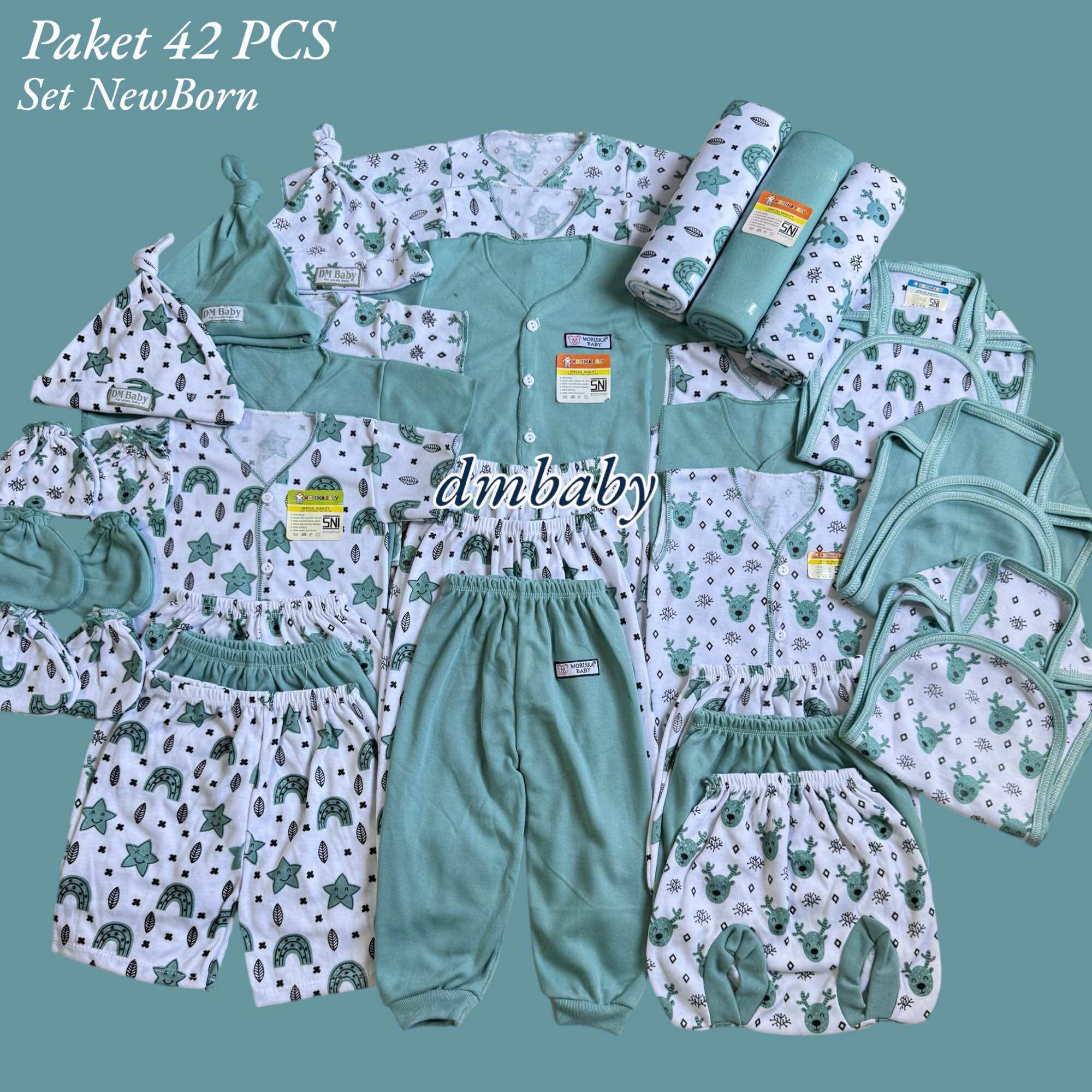 42 Pcs Economical Newborn Baby Equipment Package 42 Pcs Complete New Born Set Clothes Pants Swaddle Diapers Hat Beanie Gloves Foot Gloves Parcel Harga 185,900 rupiah*Gratis Ongkir