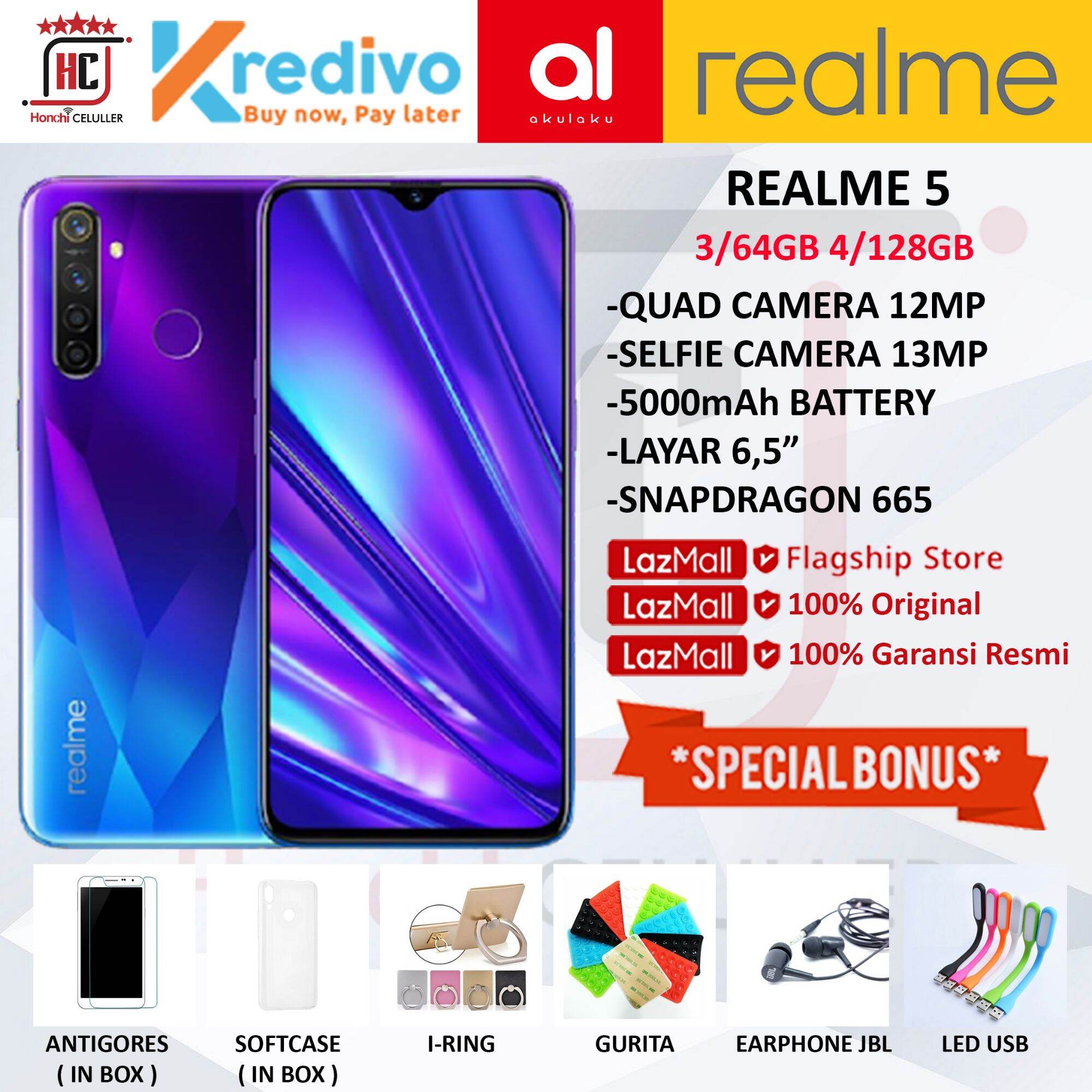 REALME 5 3/64GB 4/128GB GARANSI RESMI ORIGINAL BONUS Harga  2,050,000 Ringgit*Penghantaran Percuma