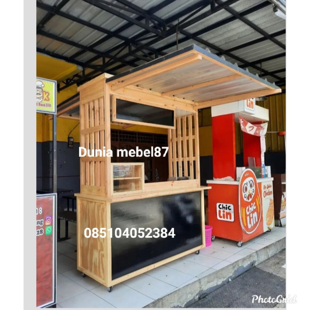 Gerobak Kayu Jati Belanda Murah Gerobak Kekinian Modern Booth Kayu Jati