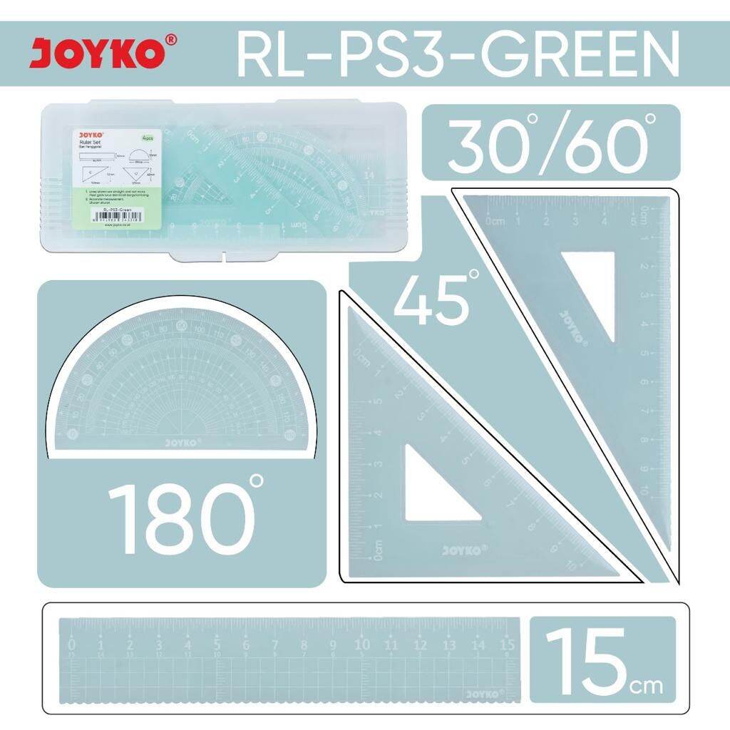 SET PENGGARIS PLASTIK JOYKO 4 IN 1 / SET RULER JOYKO RL-PS3