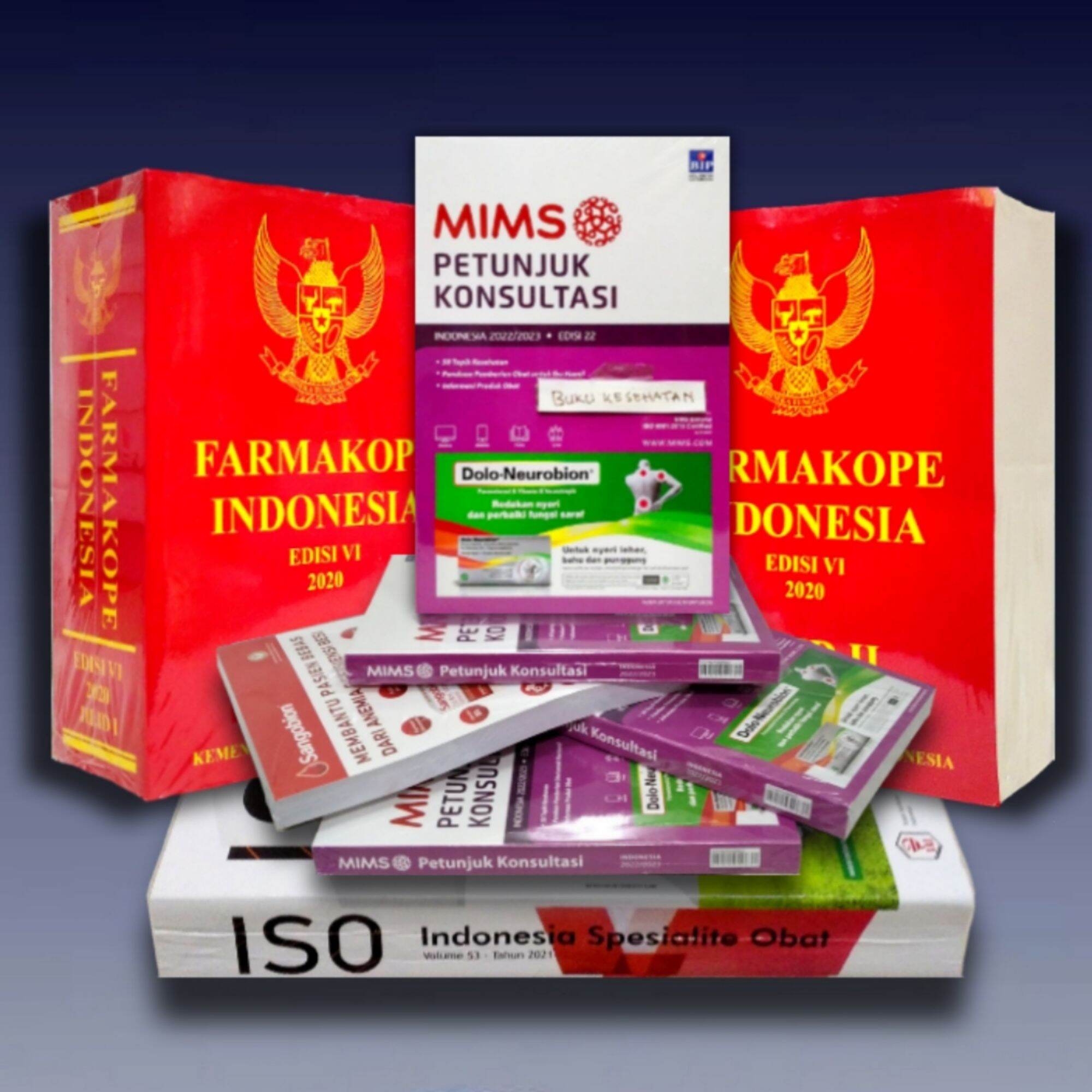 Paket 4 Buku FARMAKOPE INDONESIA EDISI 6 JILID 1&2 , ISO, Dan MIMS ...