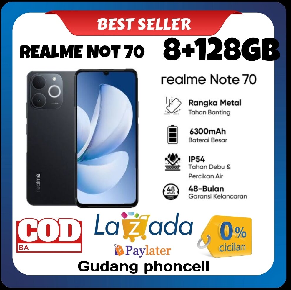 Realme Not 70 Ram 8 +128 GB (exten 4+4 GB) garansi resmi 1 tahun