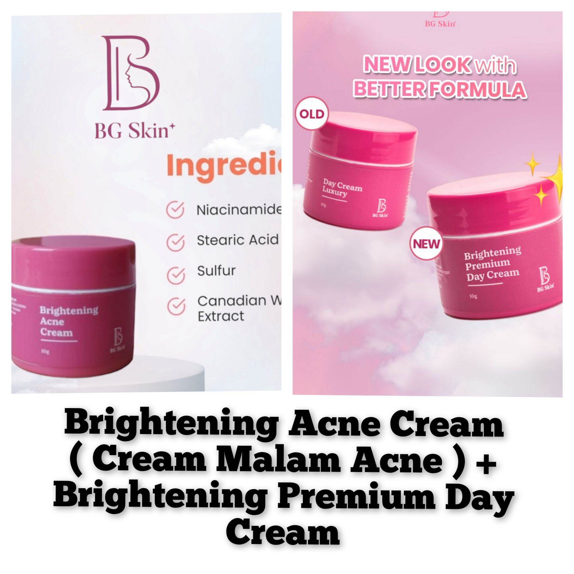 BRIGHTENING ACNE CREAM / CREAM MALAM ACNE + DAY CREAM LUXURY BG SKIN ...