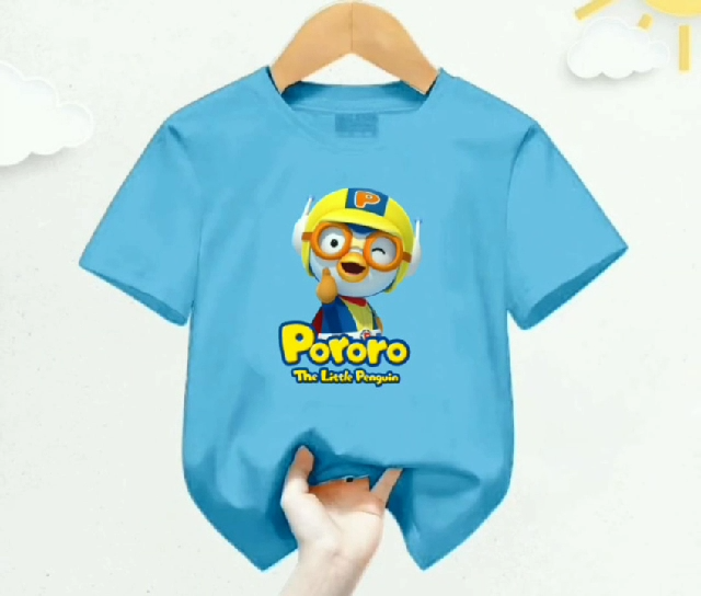 Kaos atasan anak usia 1-12 tahun Pororo Jempol lengan pendek