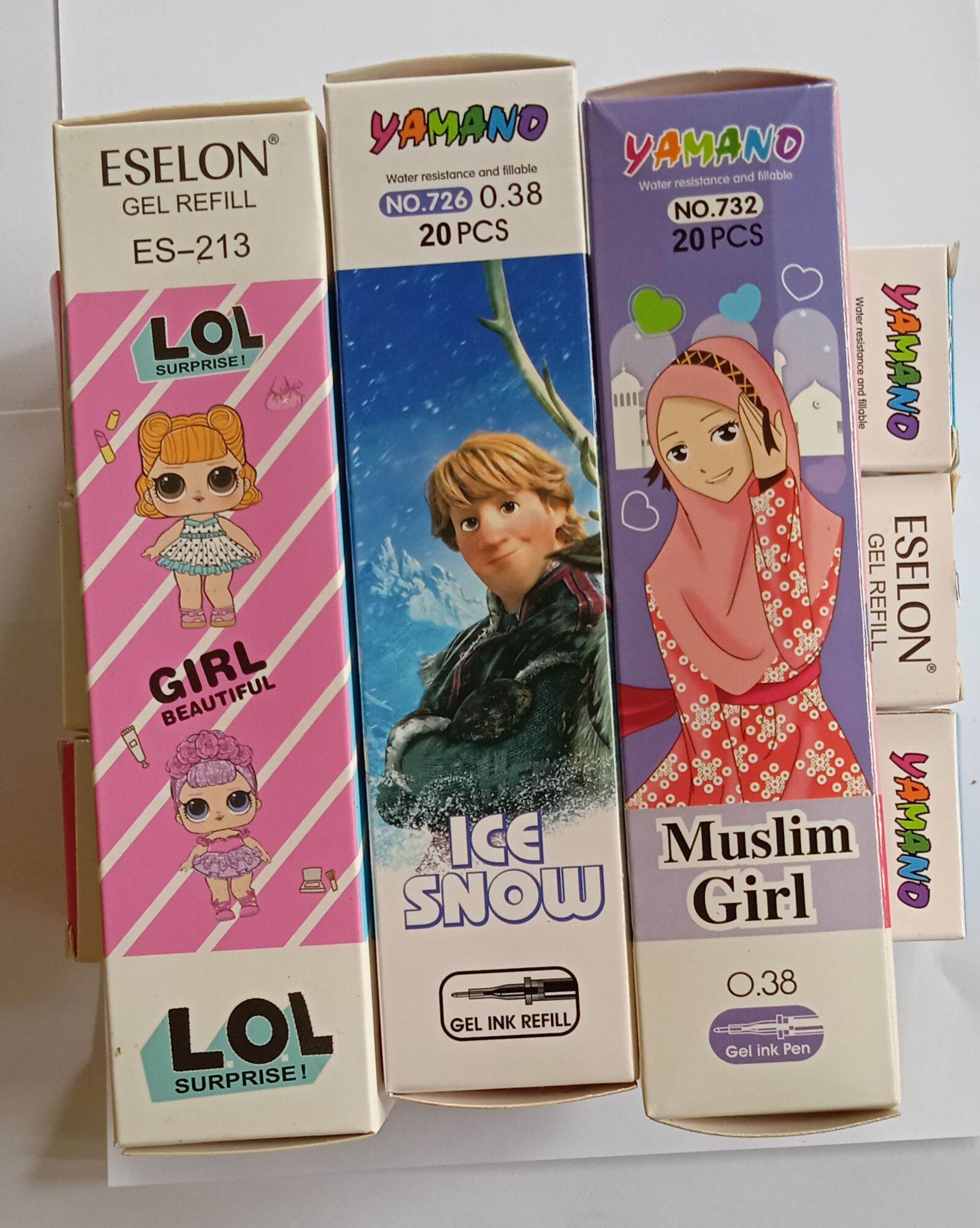 SATU PACK ( 20 PCS ) REFILL GEL PEN Isi Ulang Pulpen Gel Karakter Animasi