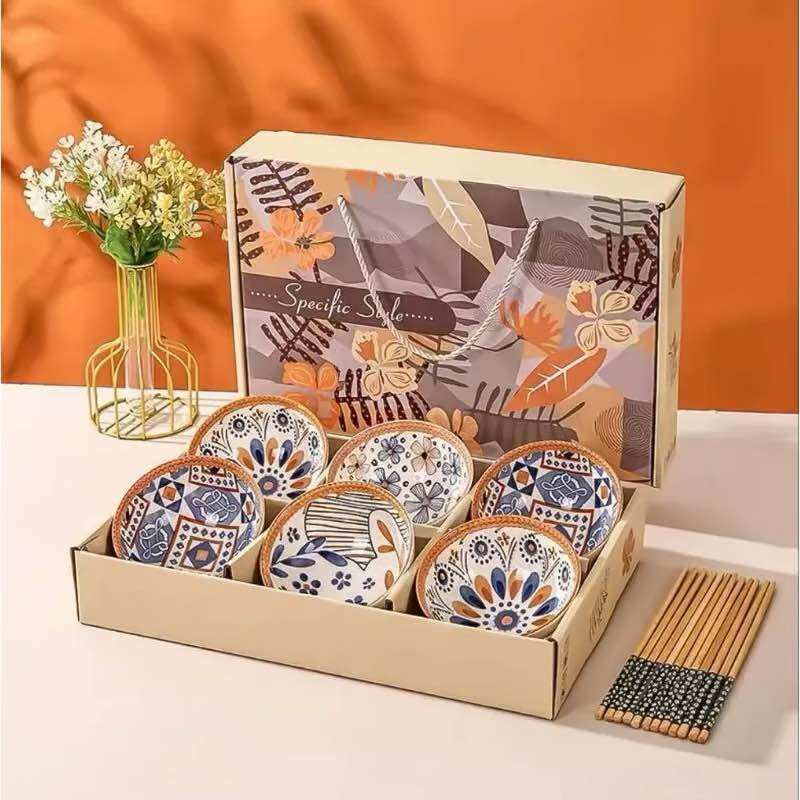 Hampers Mangkok Set 4 Pcs Japanese / Bowl Corla Ceramic Chopsticks Set