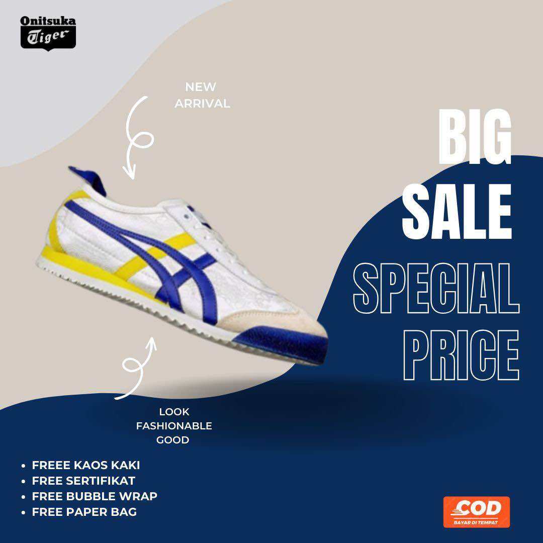 SEPATU ONITSUKA TIGER MEXICO 66 Street FIGHTER WHITE BLUE YELLOW
