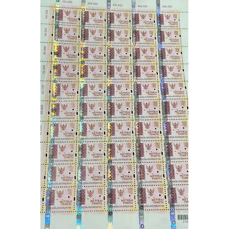 10 PCS Materai 10000 10RB Kantor Pos Asli Original TEMBUS SINAR UV Harga 63,555 rupiah*Gratis Ongkir
