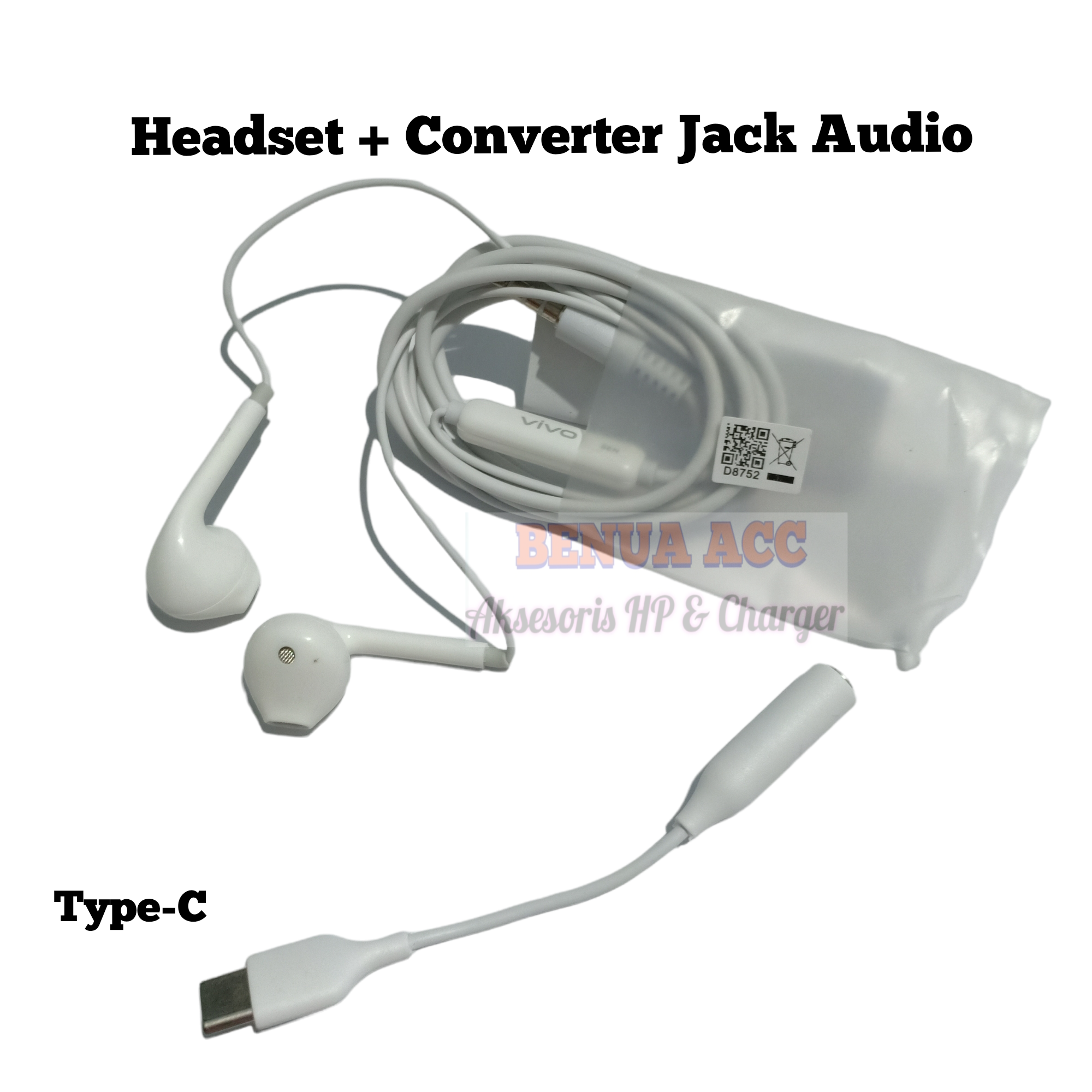 Headset + Converter Vivo V23 V23e V21 5G V25 V25e V25 Pro Type C To