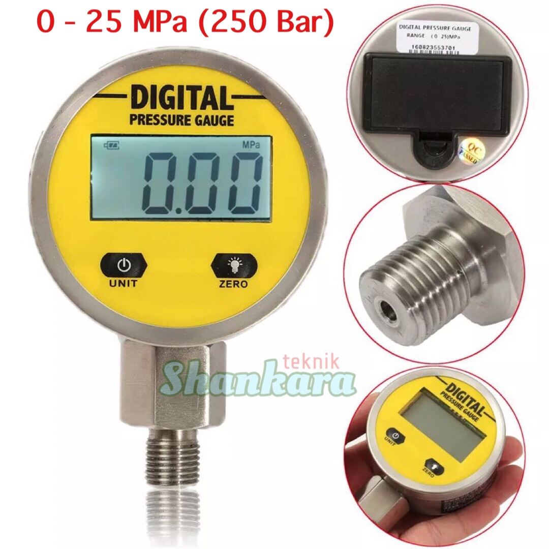Digital Pressure Gauge 0250Bar 25MPa Hidraulic Test Gauge 250 Bar 25 MPa Alat ukur Tekanan
