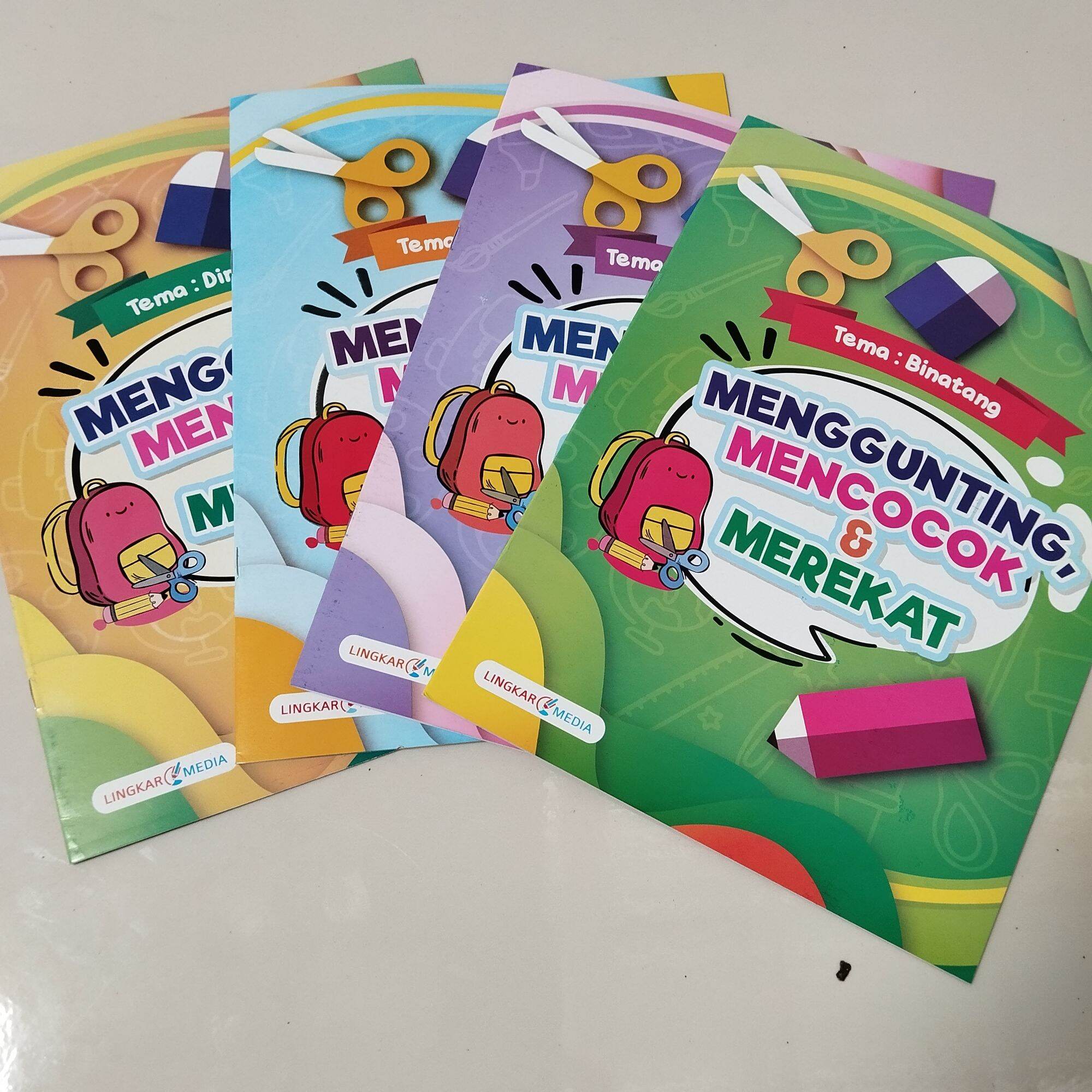 Paket 4 Buku Menggunting Mencocok & Merekat (Ukuran Besar) Materi ...