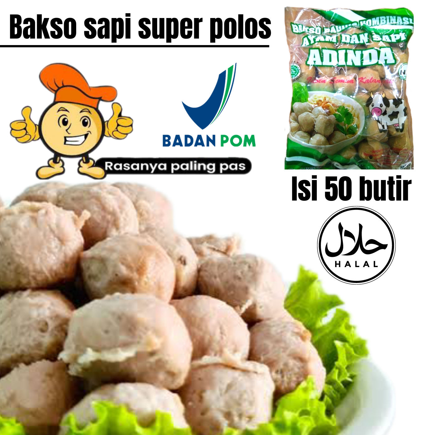 Bakso Sapi Super Polos Daging Sapi Alsi Dengan Kombinasi Daging Ayam