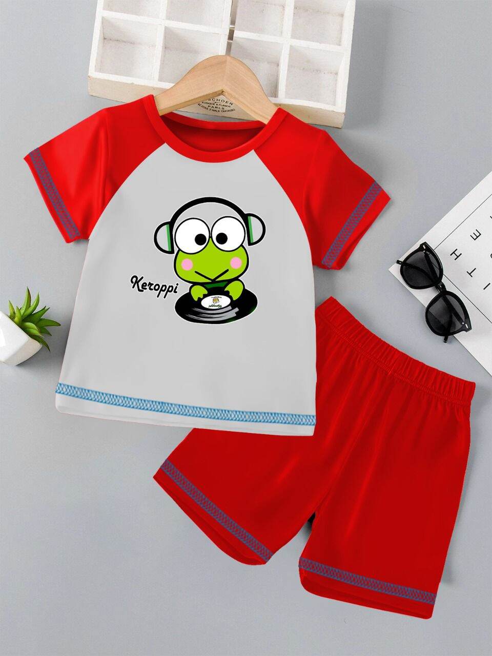 setelan anak anak motif baru keroppi lucu sablon dtf keren seri warna ...