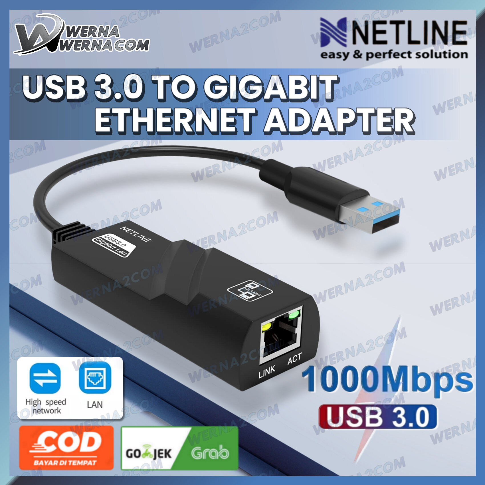 Usb 30 To Lan Gigabit Ethernet Adapter 10100100mbps Netline Lazada