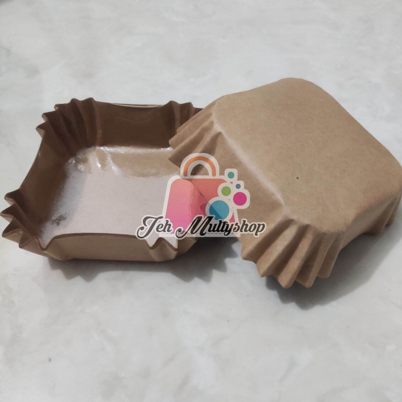 Paper cup case square/Kotak laminasi (windmill/polkadot/brown) isi 200 ...