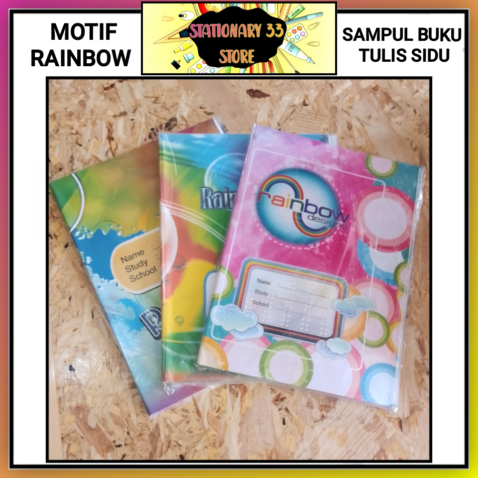 Obral Murah 1 Pak Sampul Bergambar Motif Rainbow Ukuran Buku Tulis Sidu Sampul Buku Kwarto 0343