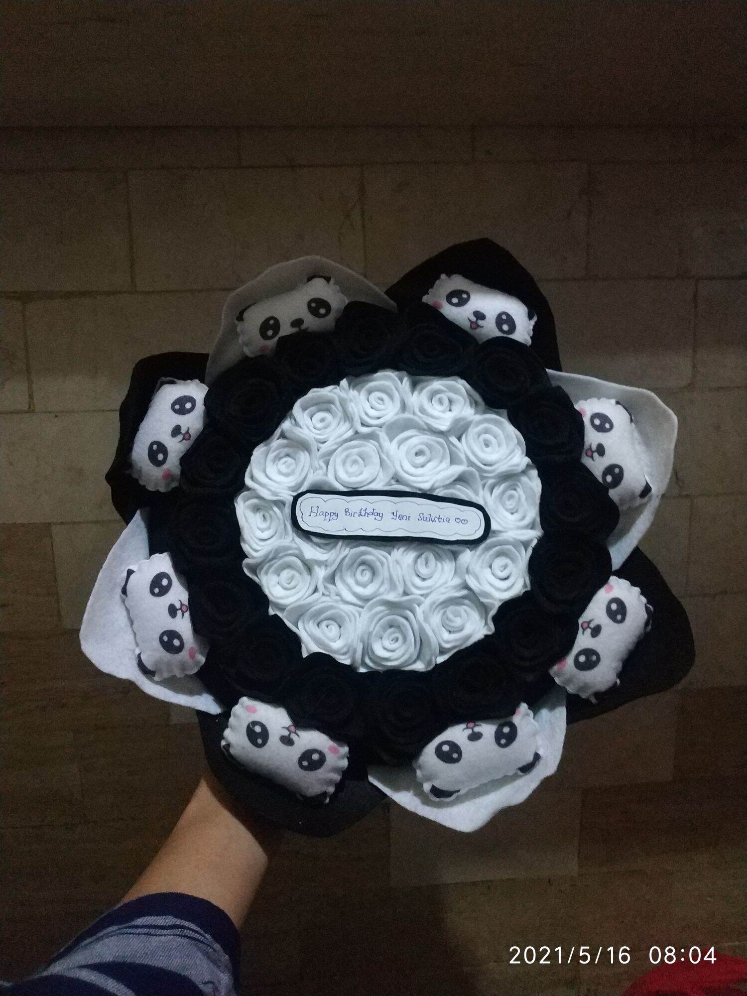 bucket bunga panda size XL 26cm kado hadiah ultah wisuda anniversary