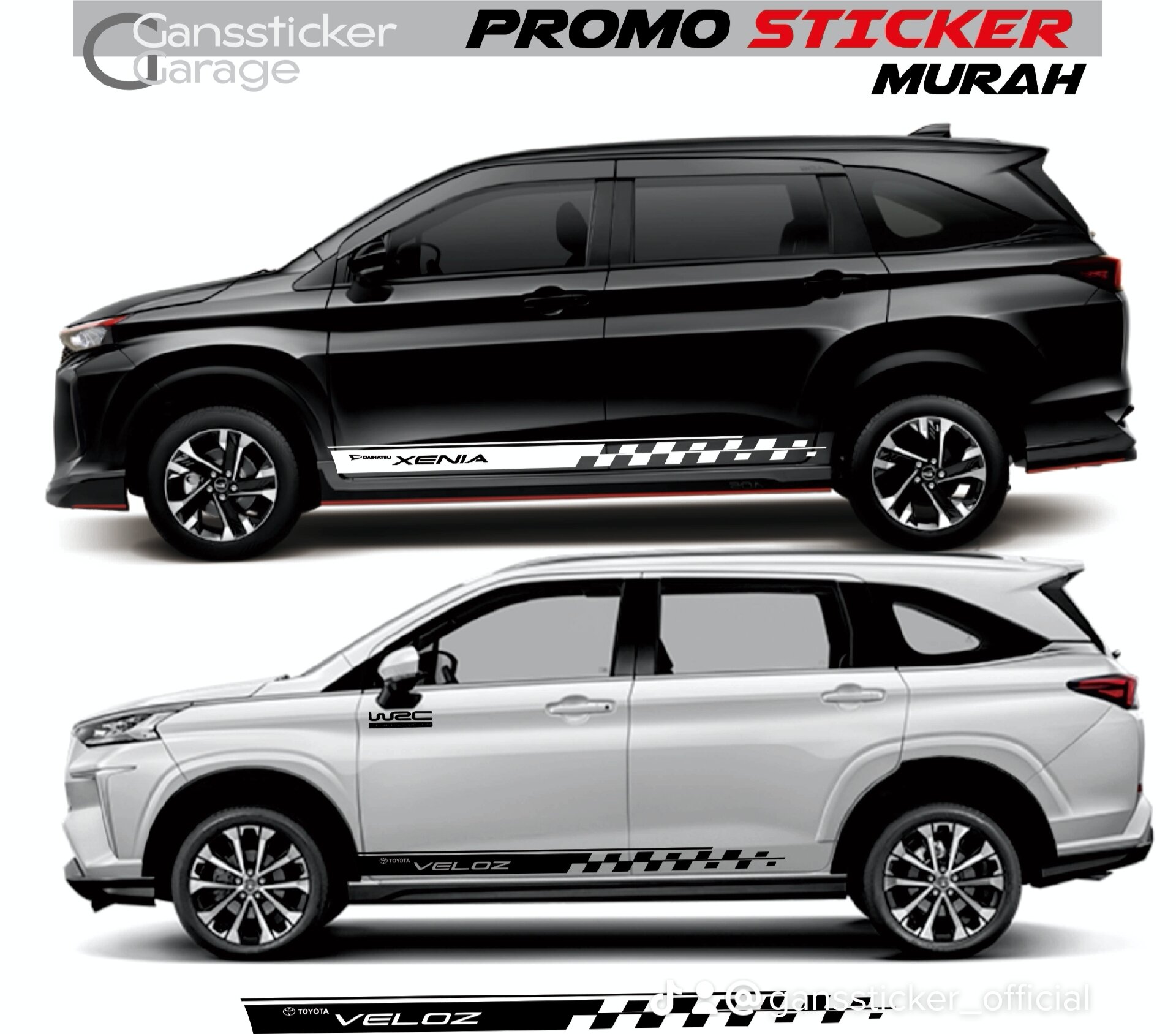 Sticker samping sticker cutting mitsubishi xpander toyota new avanza veloz toyota fortuner mitsubishi pazero sport sticker custom Harga 70,000 rupiah*Gratis Ongkir