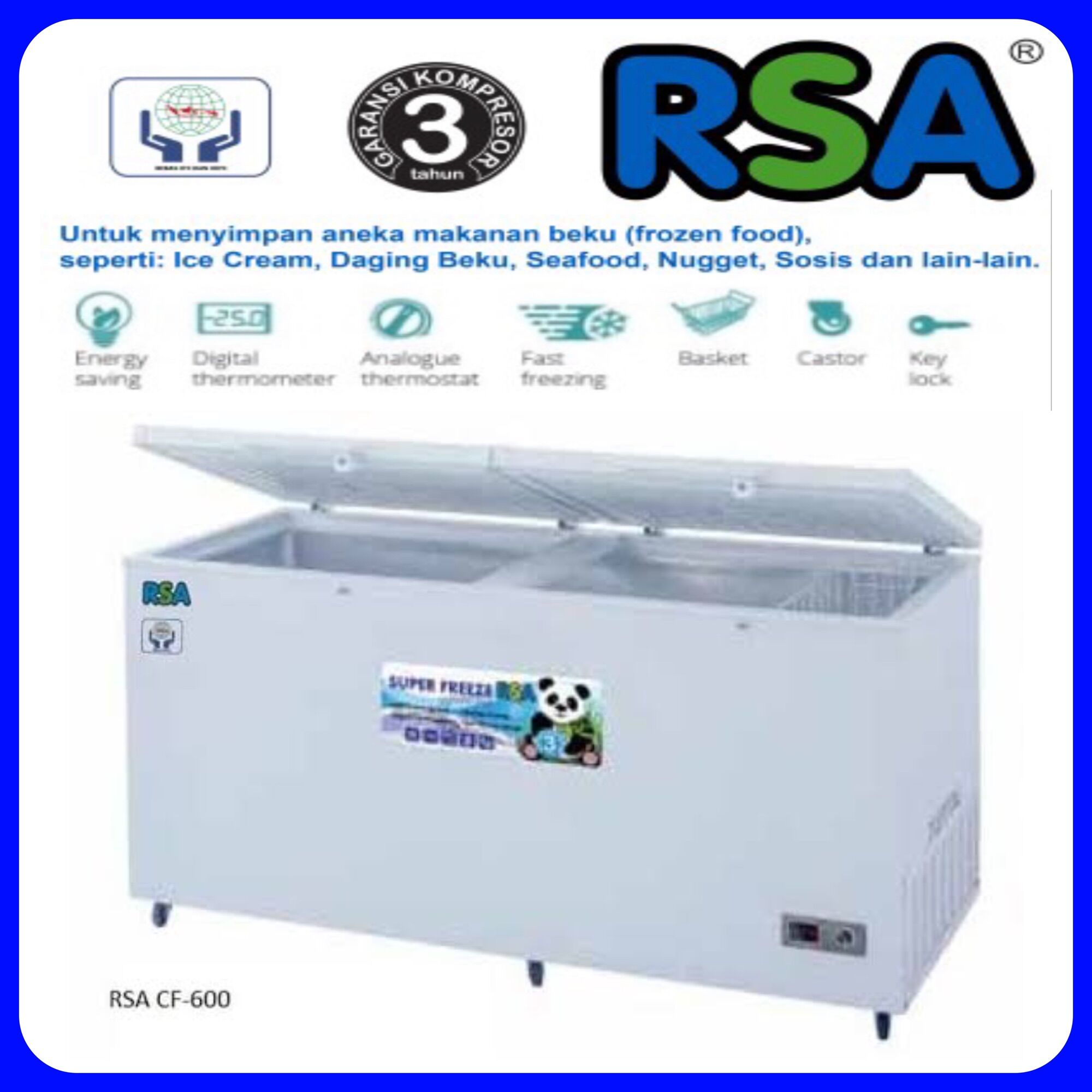 Chest freezer RSA 600 liter CF 600 | Lazada Indonesia