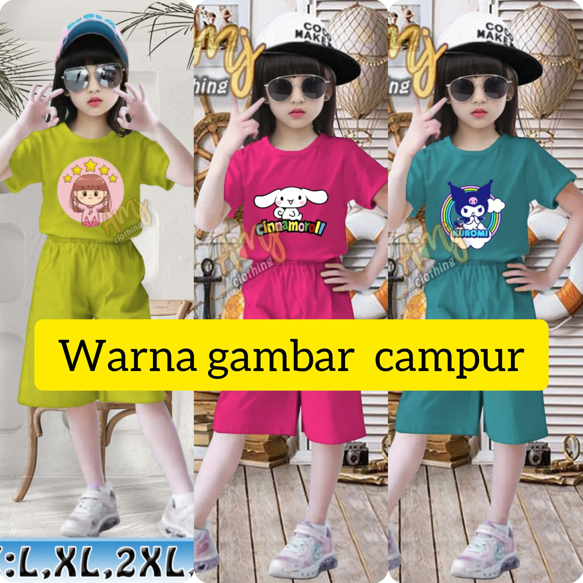 set 3pcs baju anak perempuan kace pakain anak perempuan Harga  75,000 rupiah*Gratis Ongkir