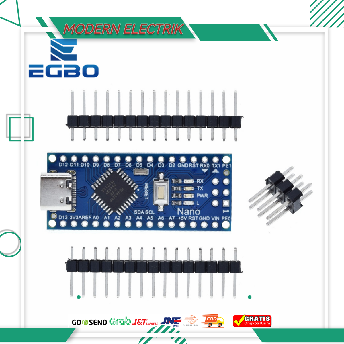 ARDUINO NANO V3.0 ATMEGA328P TYPE-C CH340 HQ IC ORIGINAL | Lazada Indonesia