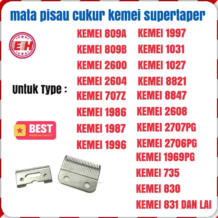 Mata Pisau Cukur Blade Hair Clipper Mesin Cadangan Kemei Supertaper