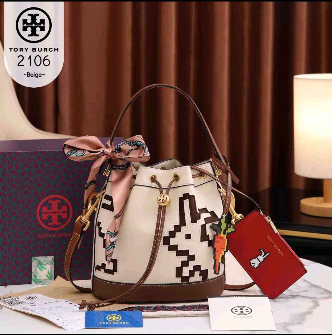 Tory Burch Pixelated Rabbit Bucket Bag #2106 Tas Salempang | Lazada  Indonesia