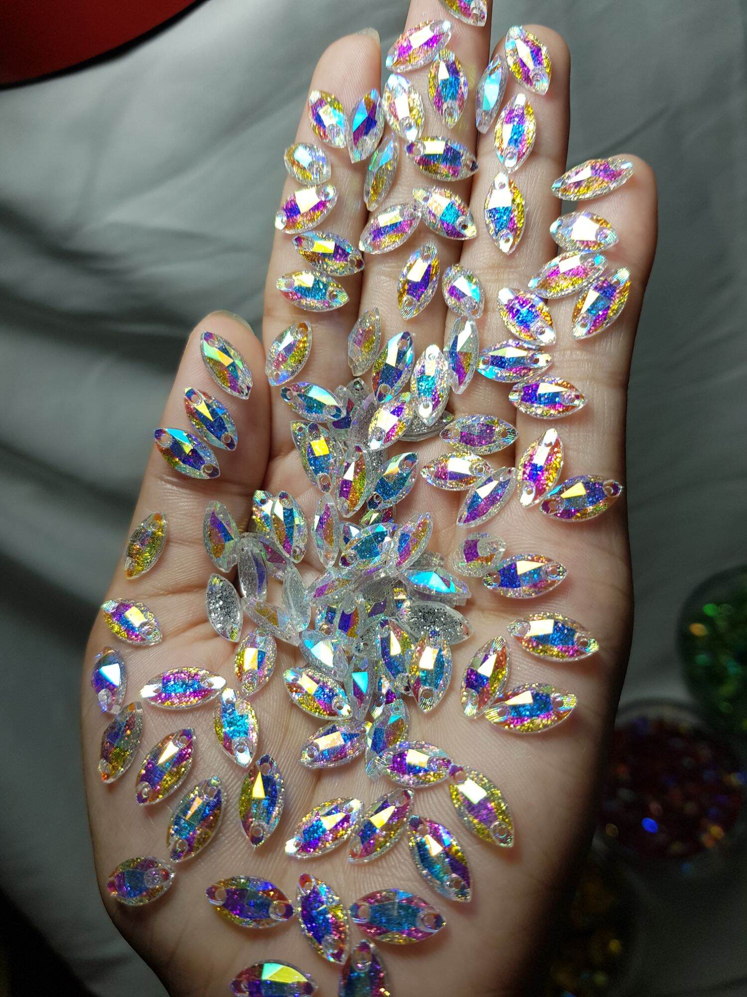 DIAMOND sampan jelly gliter 6x12mm payet jelly iso 100 bji & 45bji payet gliter pelangi