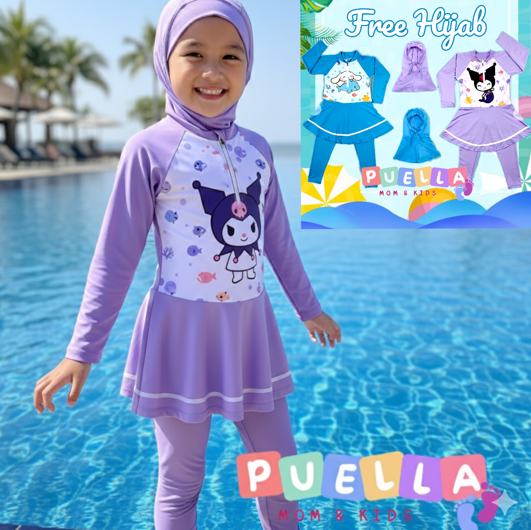 Girls' long hijab swimsuit Harga 71,500 rupiah*Gratis Ongkir
